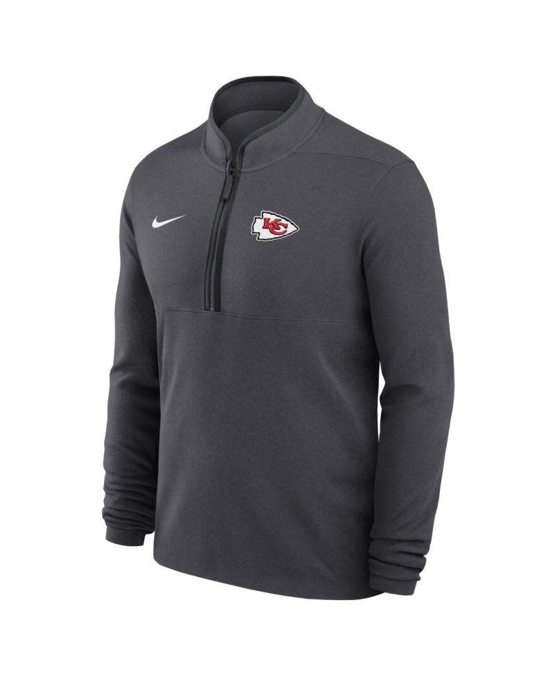 Men's Anthracite Kansas City Chiefs Lightweight Victory Dri-FIT Half-Zip Pullover Hoodie