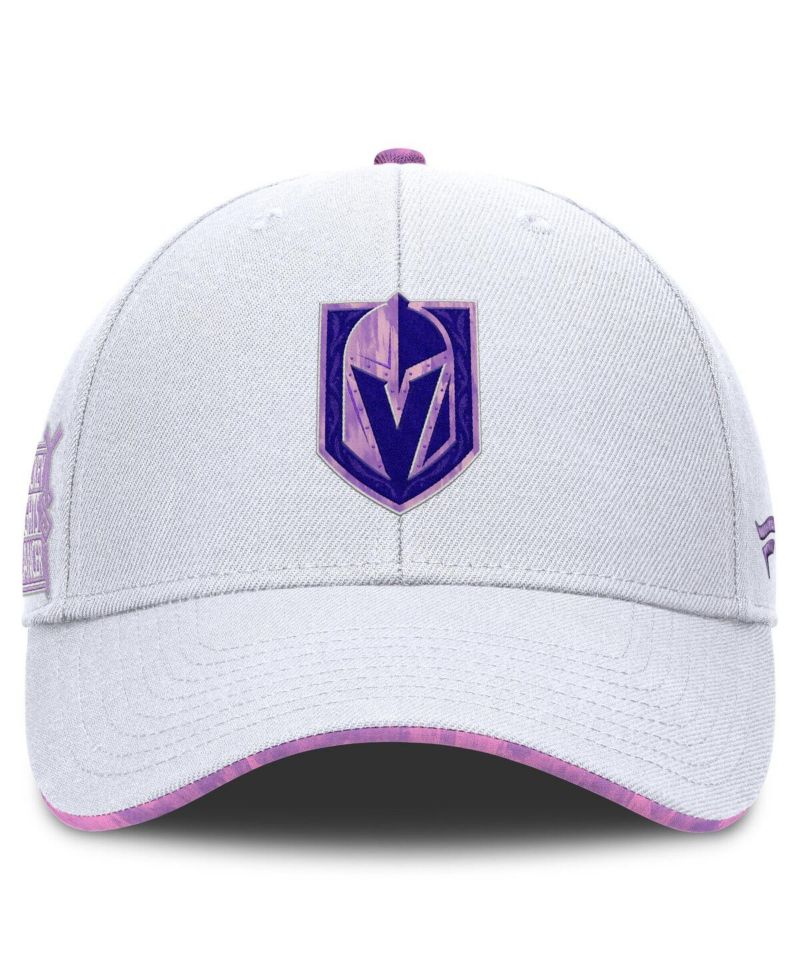 Men's White Vegas Golden Knights Authentic Pro Hockey Fights Cancer Adjustable Hat