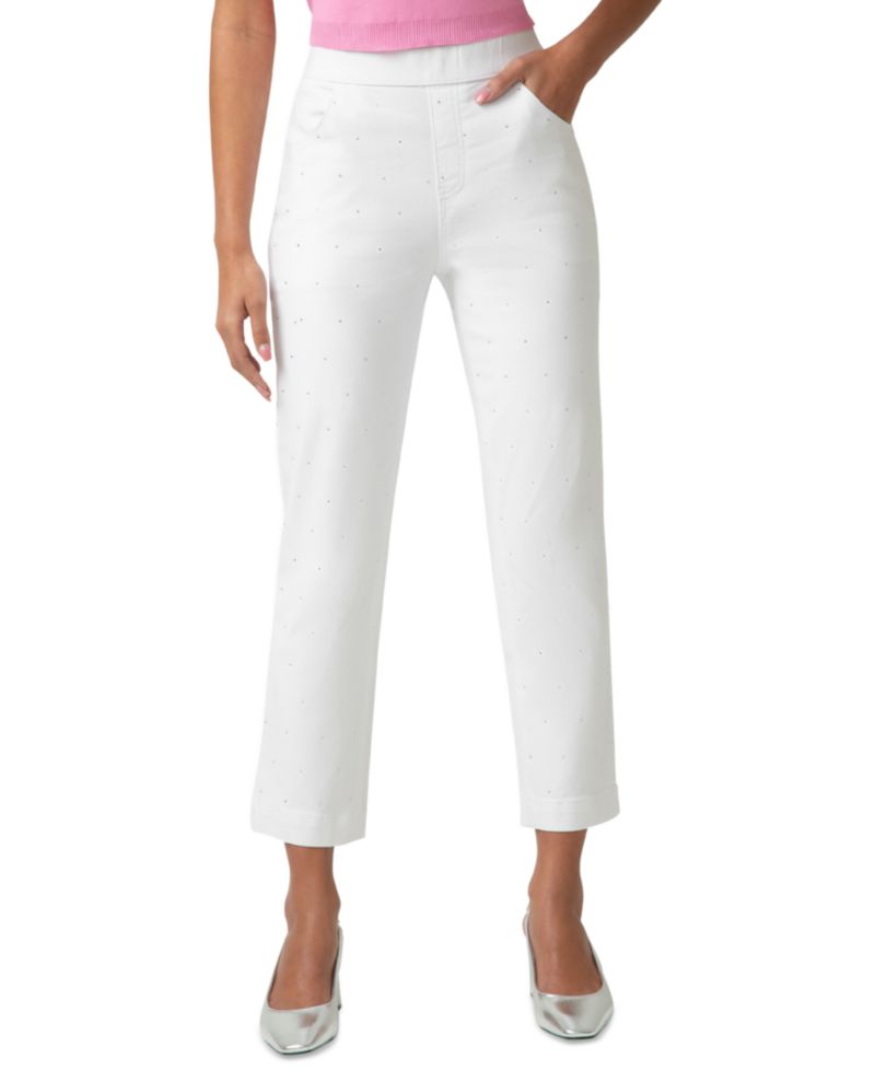 Women's Rhinestone Denim Pull-On Pants