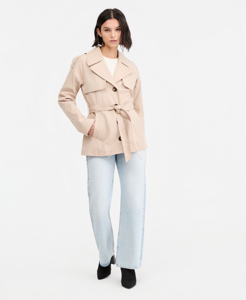Juniors' Cropped Trench Coat