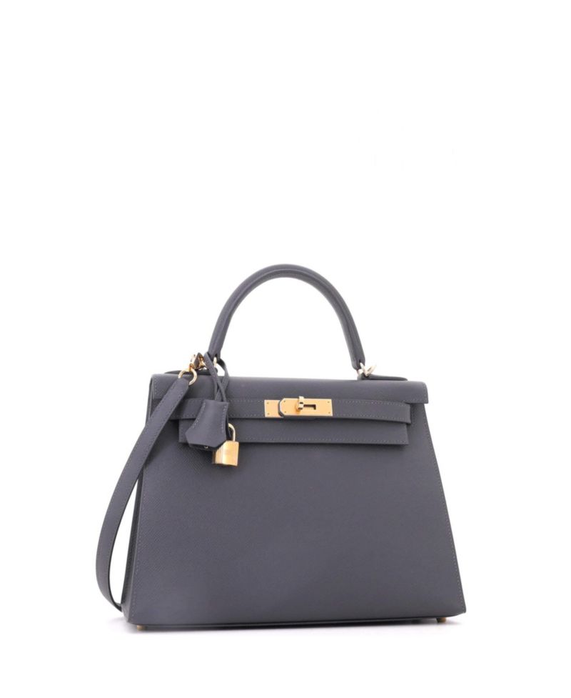 Kelly 28 Handbag Grey Epsom with Permabrass Hardware