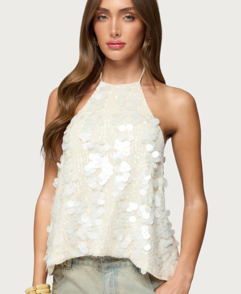 Women's Ellorie Backless Sequin Halter Top