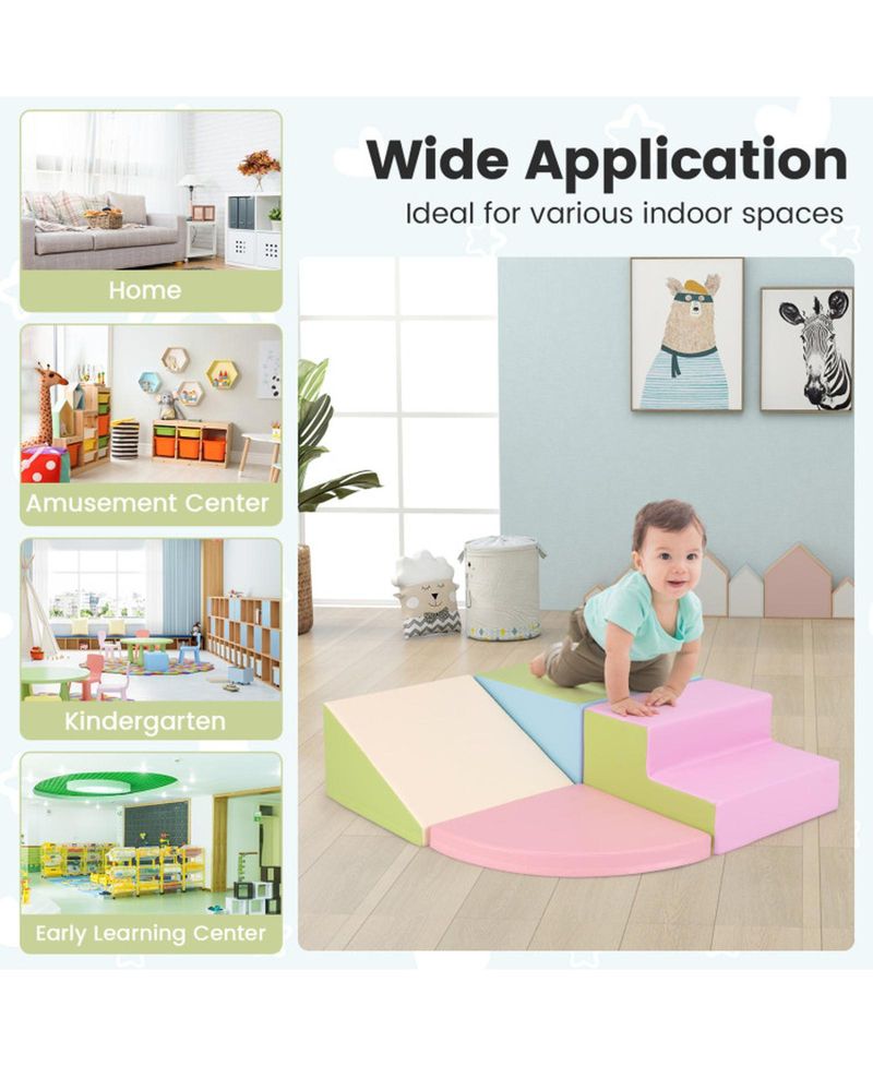 4 Piece Climb and Crawl Foam Block Play Set for Infant Baby Tummy Time