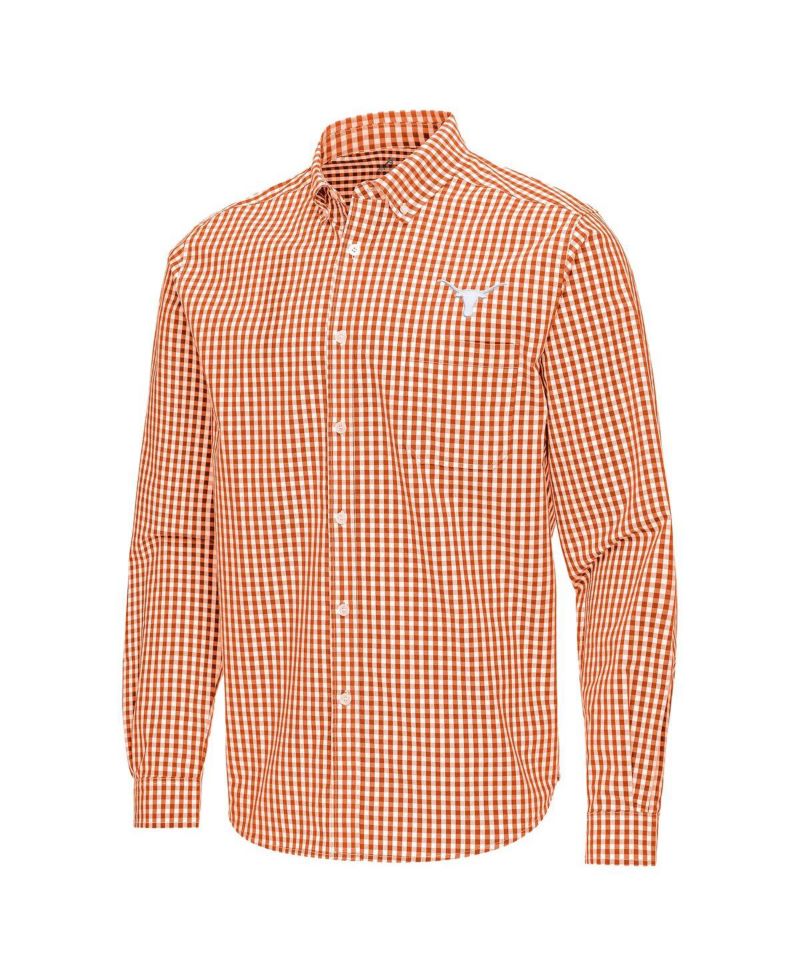 Men's Burnt Orange Texas Longhorns Ellis Woven Tri-Blend Long Sleeve Button-Down Shirt