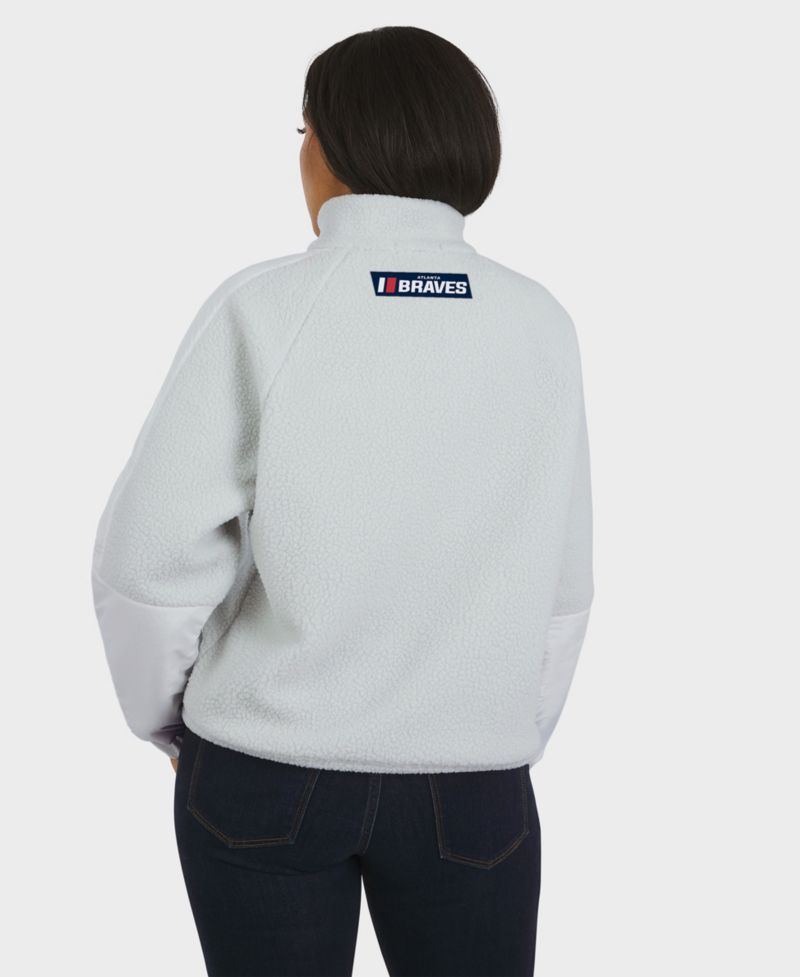 Women's Gray Atlanta Braves Polar Fleece Quarter-Zip Jacket