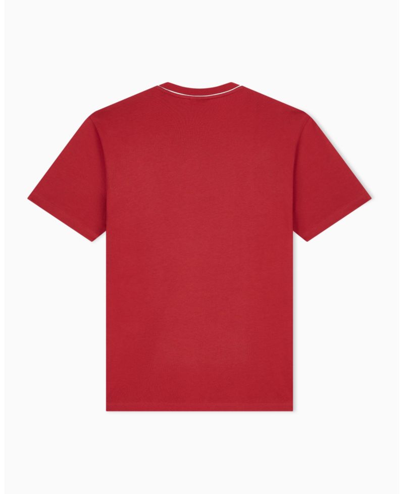 Men's Short Sleeve Neck Piping Badge logo Regular Fit T-Shirt