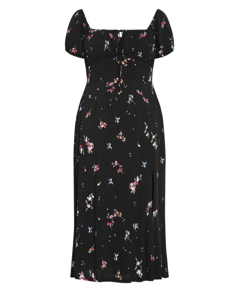Plus Size Abbie Floral-Print Sweetheart Neckline Midi Dress