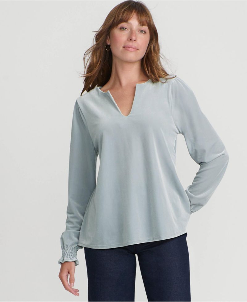 Women's Long Sleeve Velvet Blouse