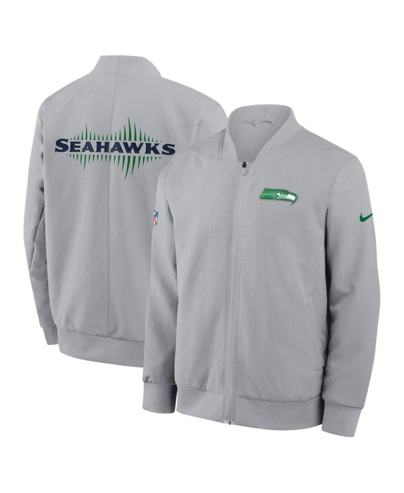 Men's Wolf Gray Seattle Seahawks 2025 Rivalries Collection Sideline Full-Zip Bomber Jacket