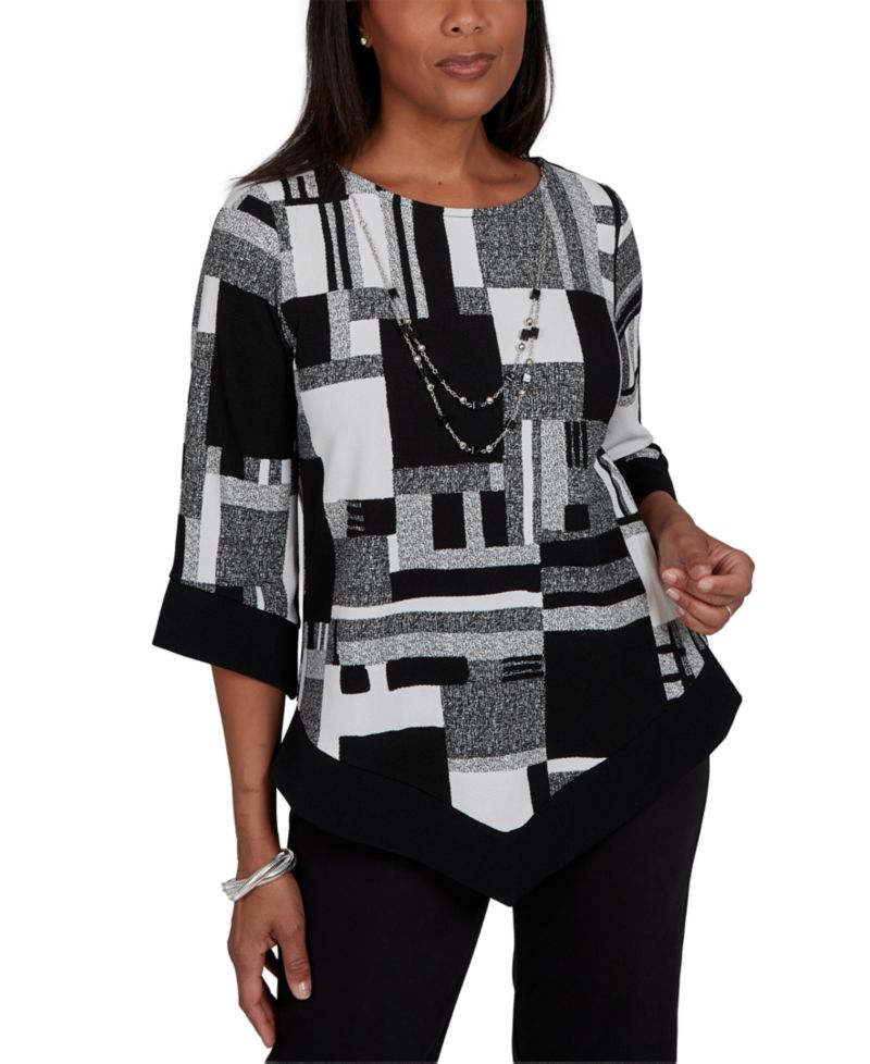 Women's Asymmetric-Hemline 3/4-Sleeve Tunic Top