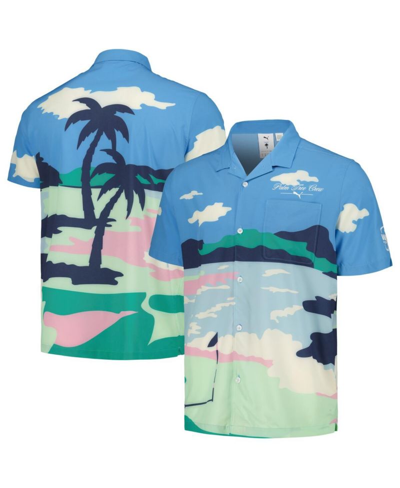 x PTC Men's Blue WM Phoenix Open Print MATTR Button-Up Shirt