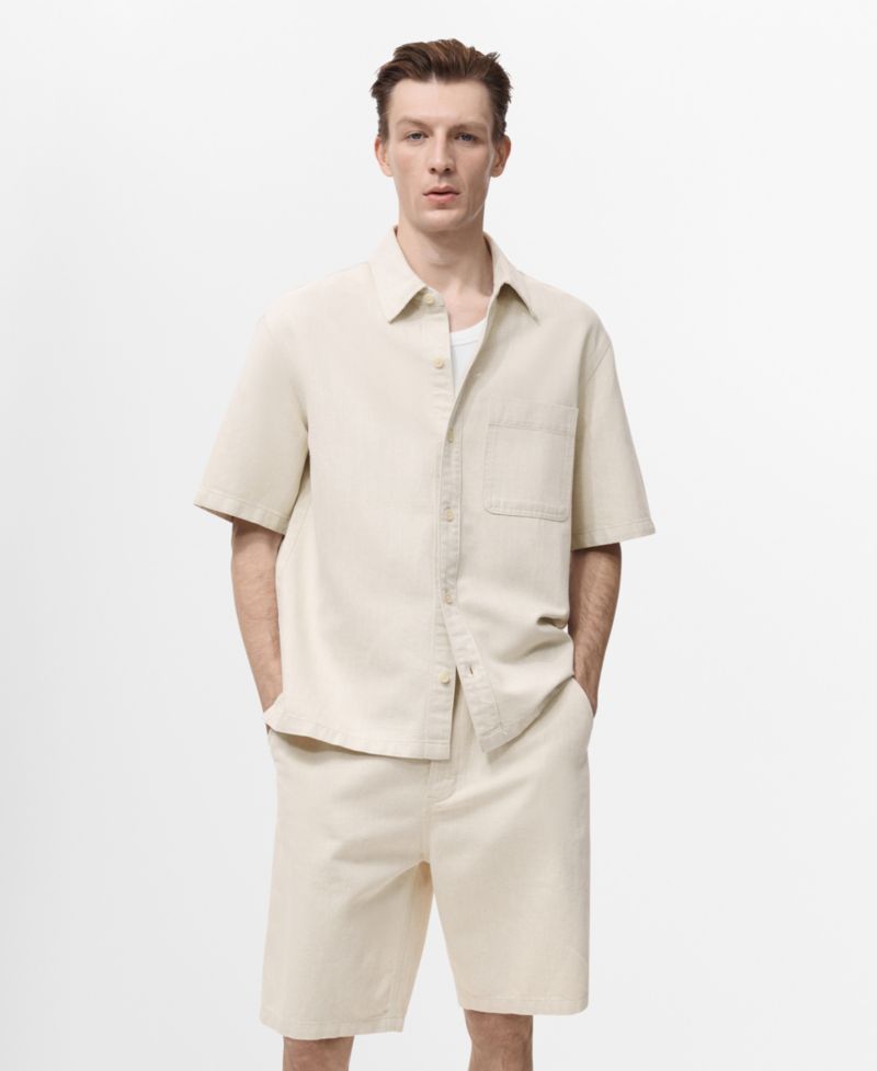 Men's Short Sleeve Linen-Blend Shirt
