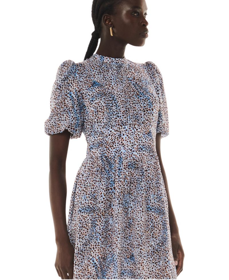 Women's High Neck Fit and Flare Midi Dress