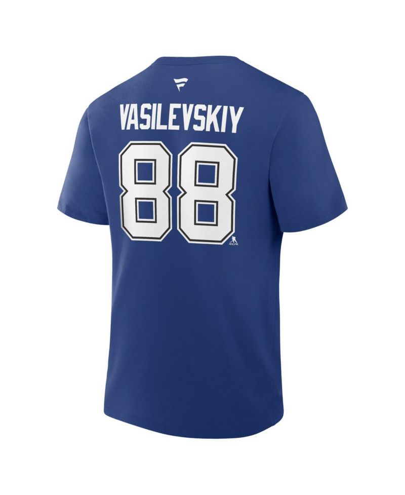 Men's Andrei Vasilevskiy Blue Tampa Bay Lightning Authentic Stack Name & Number T-Shirt
