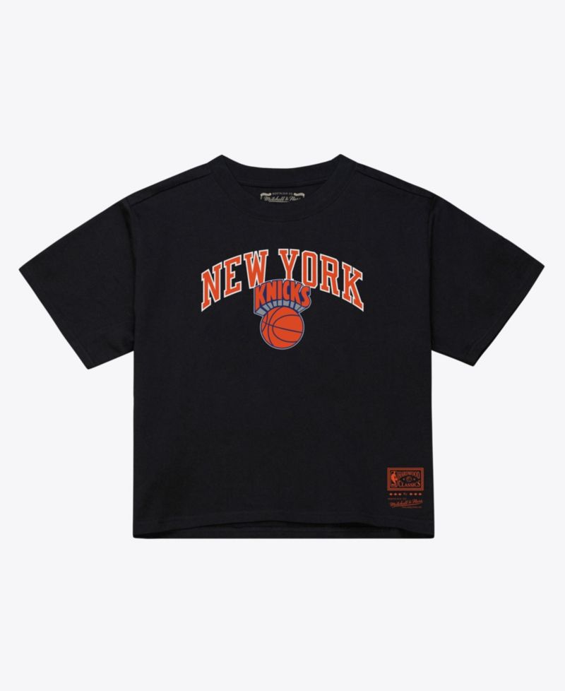 Women's Black New York Knicks Evergreen Cropped T-Shirt