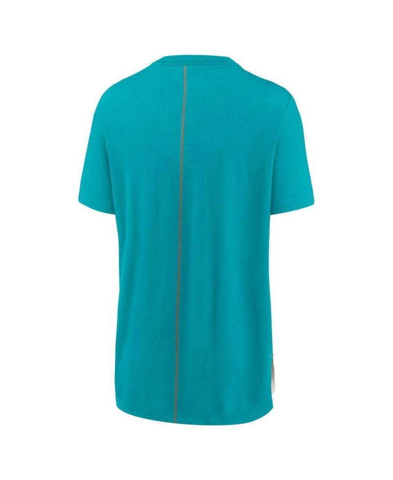 Women's Cream/Aqua Miami Dolphins Wordmark Tri-Blend T-Shirt