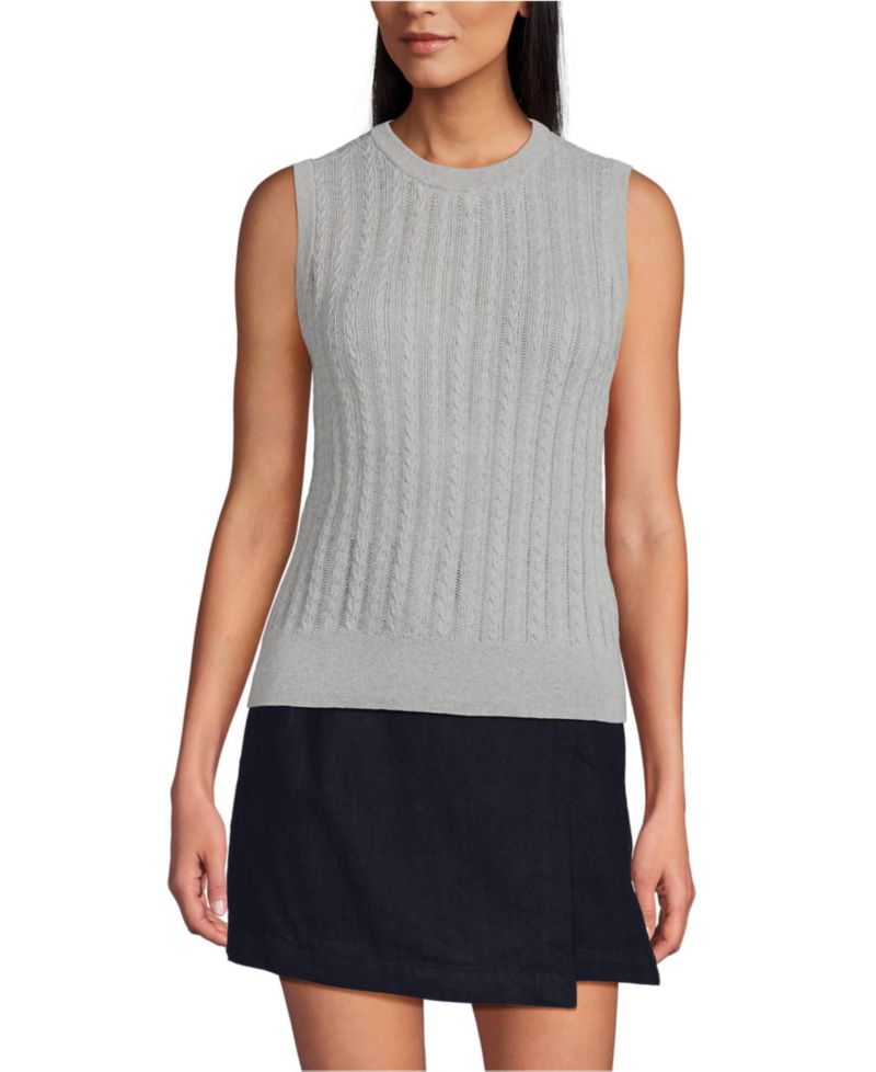 Women's Cotton Pointelle Shell Sweater