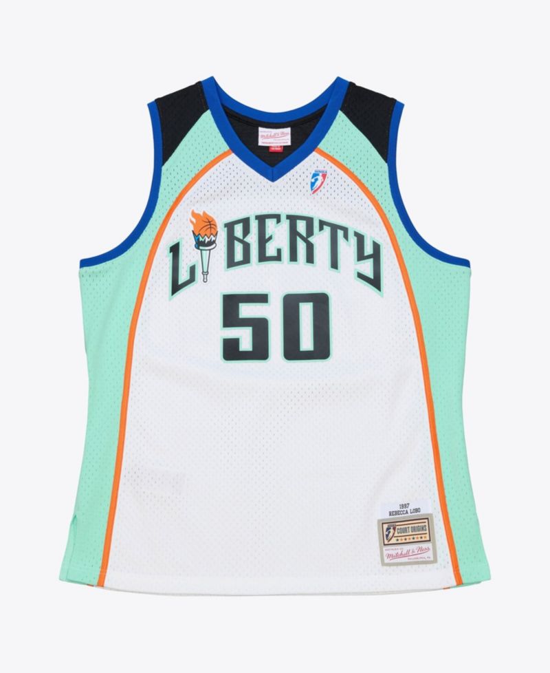 Men's and Women's Rebecca Lobo White New York Liberty Court Origins Swingman Jersey