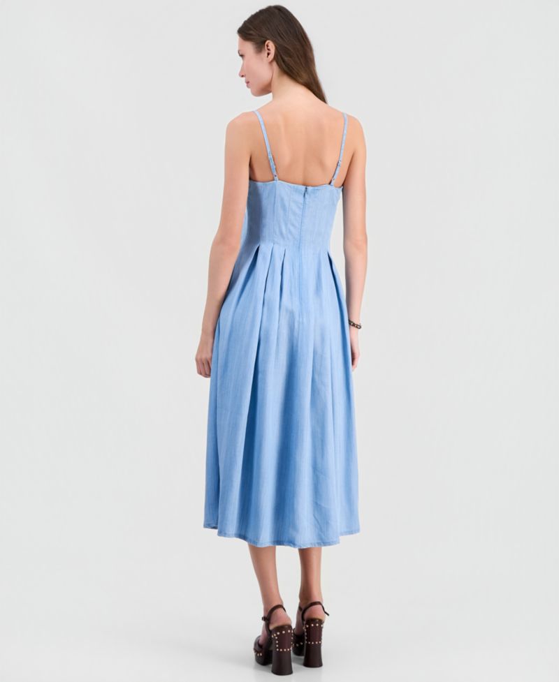 Women's Bria Chambray Midi Pleated Dress