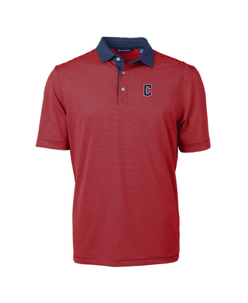 Men's Red/Navy Cleveland Guardians Virtue Eco Pique Micro Stripe Polo Shirt