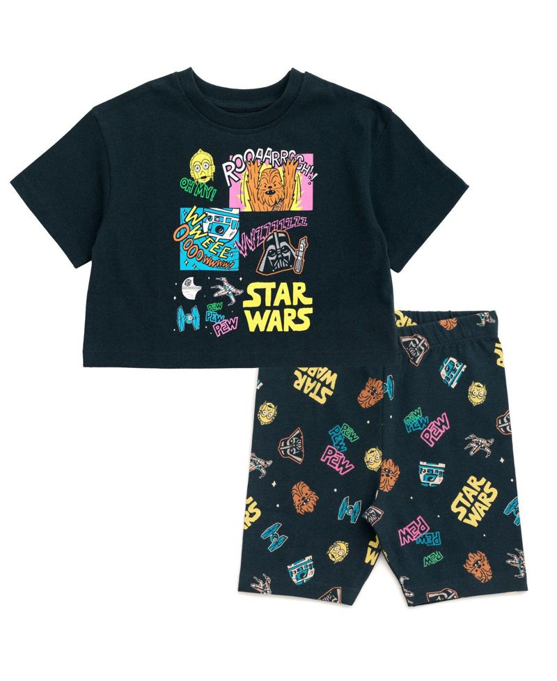 Girls' 2-Piece Cropped Tee and Bike Shorts Set
