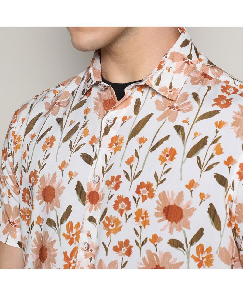 Men's Orange Flower Shirt
