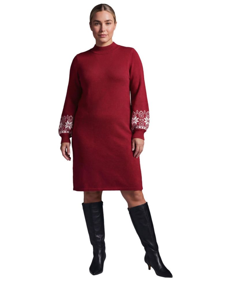Plus Size Farrah Mock Neck Fair Isle Dress