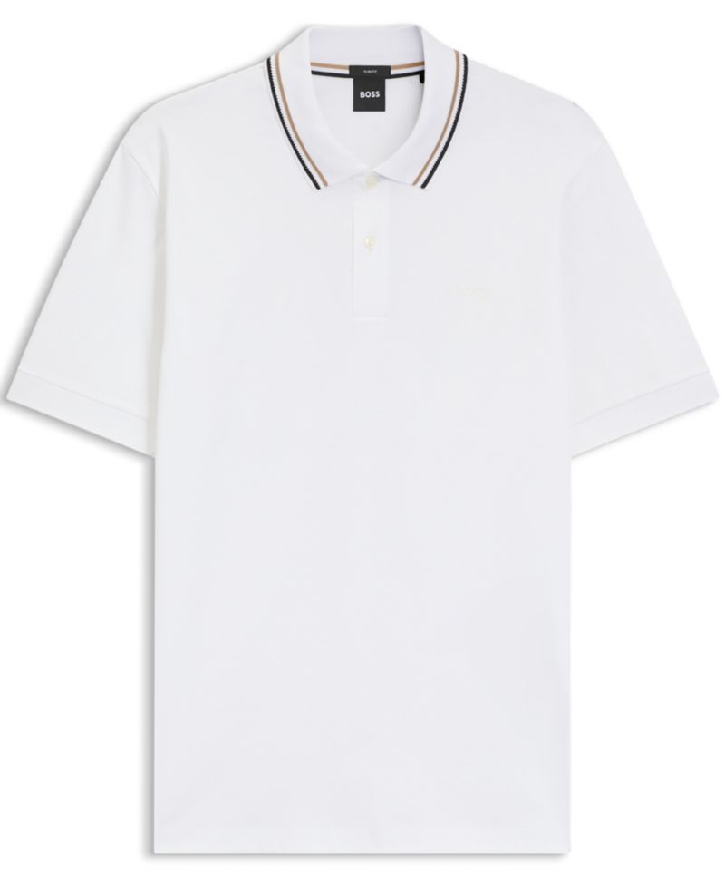 Men's Cotton Slim-Fit Striped Collar Polo Shirt