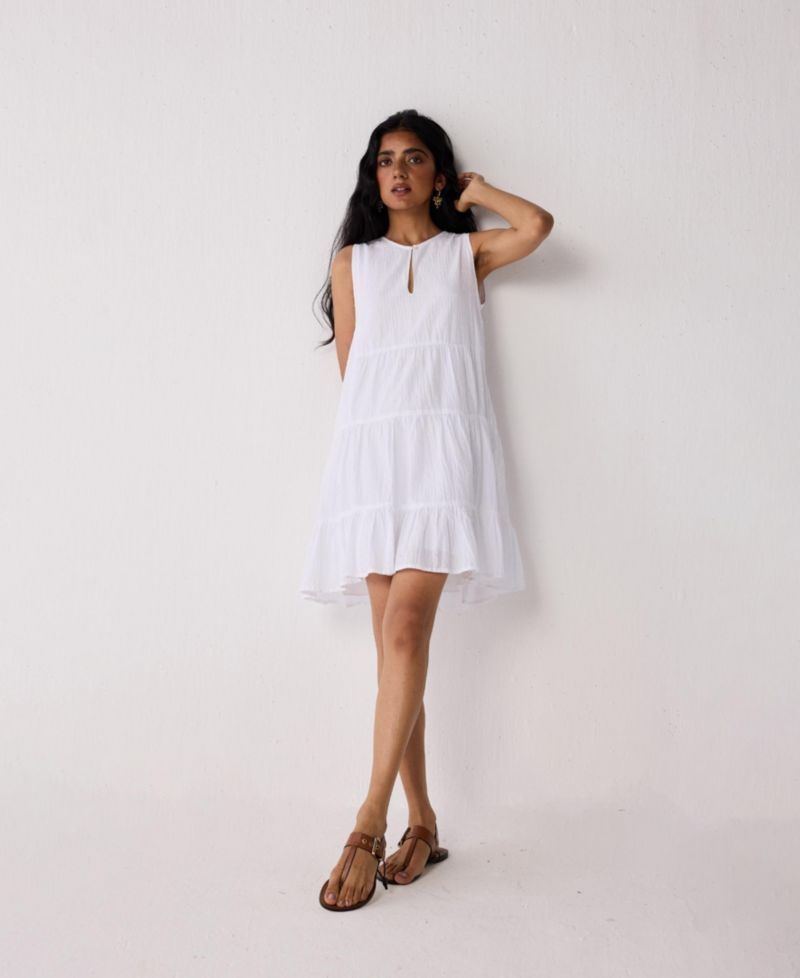 Women's Embroidered Everyday Sleeveless Short Tiered Dress