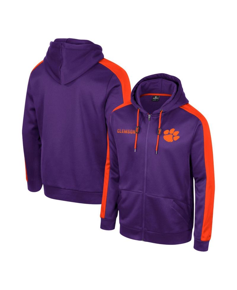 Men's Purple Clemson Tigers Reese Full-Zip Hoodie