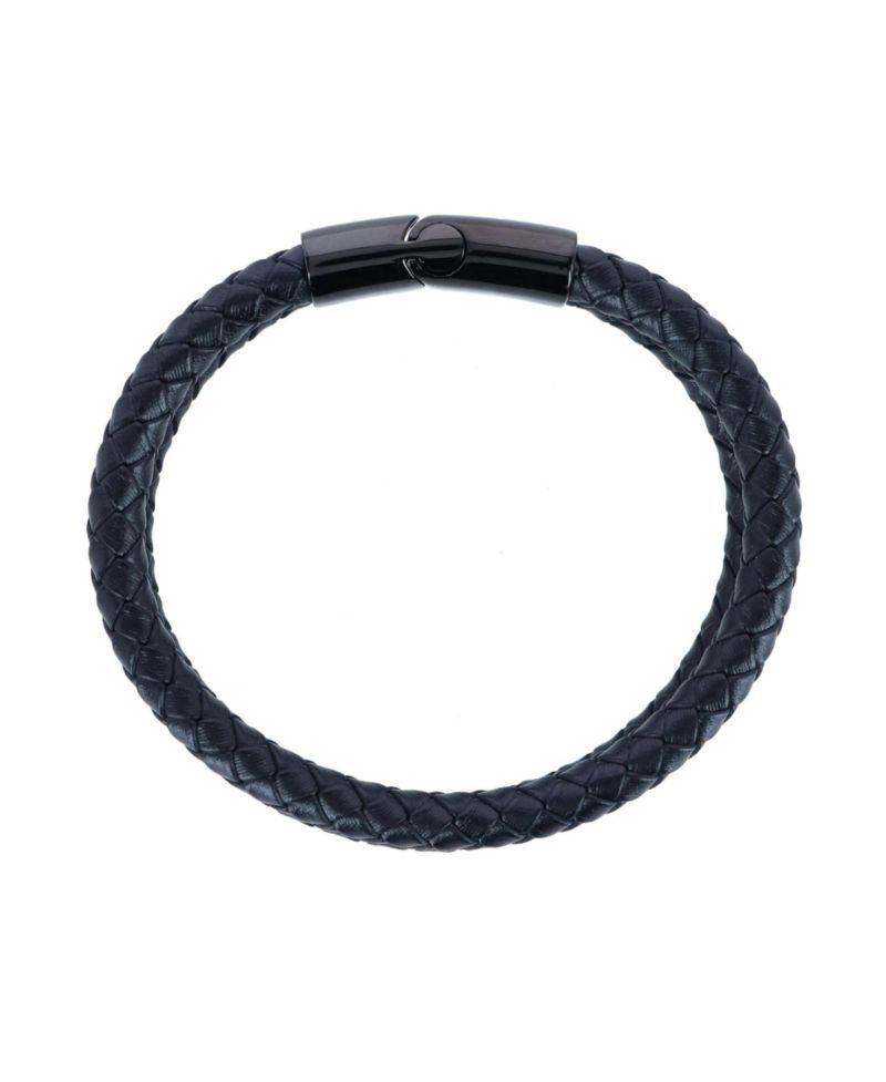 Simple Double Band Braided Secure Clasp Leather Bracelet