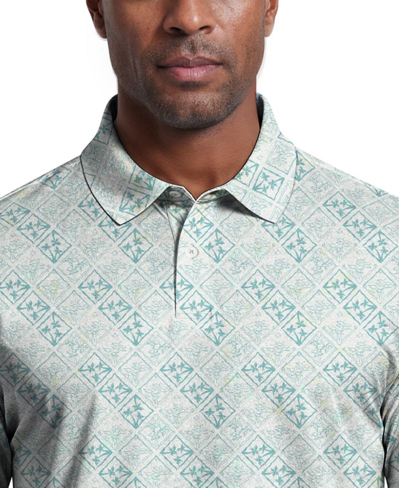 Men's Tropical Argyle Print Golf Polo Shirt