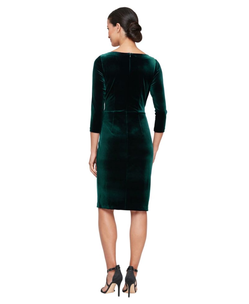 Petite Velvet 3/4-Sleeve Sheath Dress