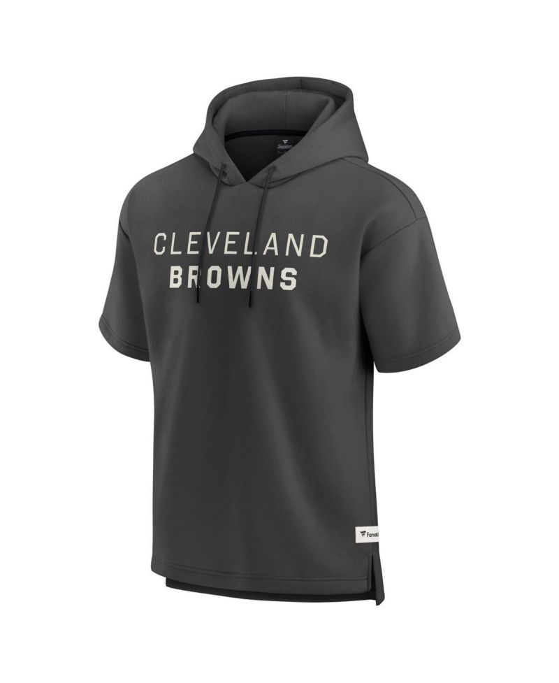 Men's Charcoal Cleveland Browns Elements Future Ground Lettering Short Sleeve Pullover Hoodie