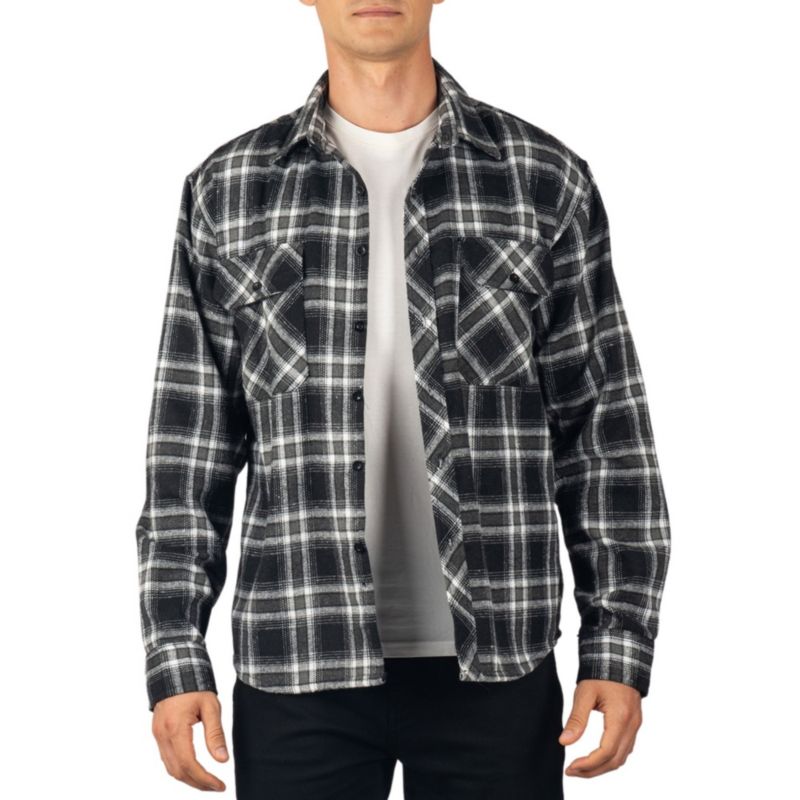 Men's Men Plaid Flannel Shirt Jacket Button Down Long Sleeve Cotton Blend Shirts