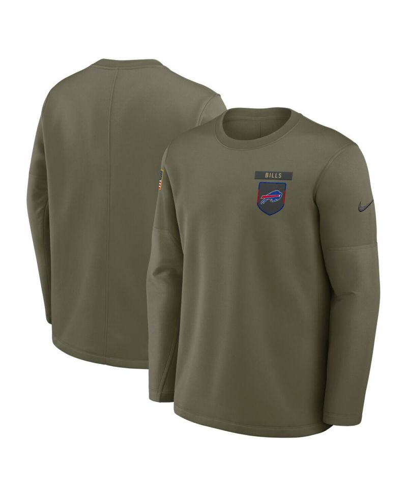 Men's Olive Buffalo Bills 2025 Salute to Service Sideline Coaches Therma-FIT Long Sleeve T-Shirt