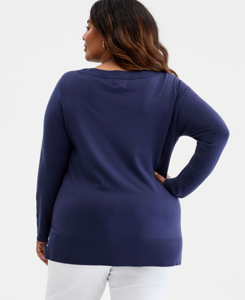 Petite Boat Neck Long-Sleeve Sweater