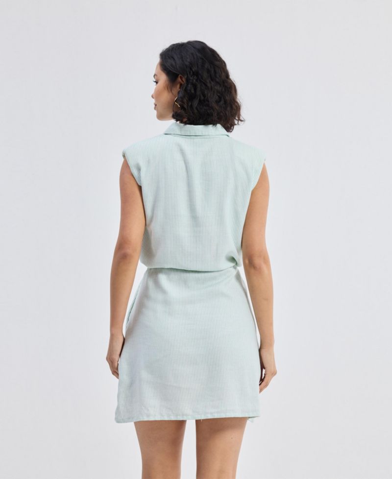 Women's Drawstring Shirt Dress in Stripes