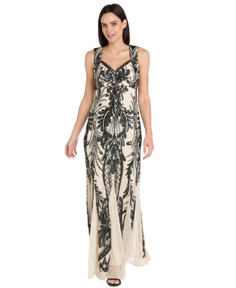 Women's Night At The Opera Embroidered-Sequin Sweetheart Gown