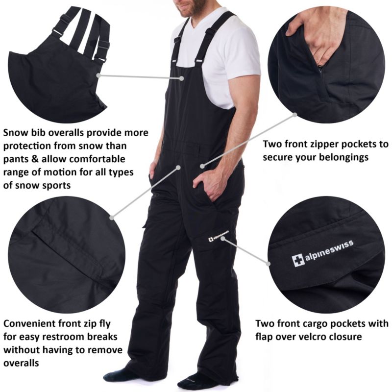 Men's Insulated Snow Bib Overalls Waterproof Ski Snowboard Pants