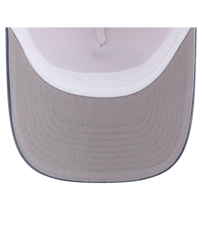 Men's Stone/Navy Michigan Wolverines Frayed Patch 9FORTY M-Crown A-Frame Trucker Adjustable Hat