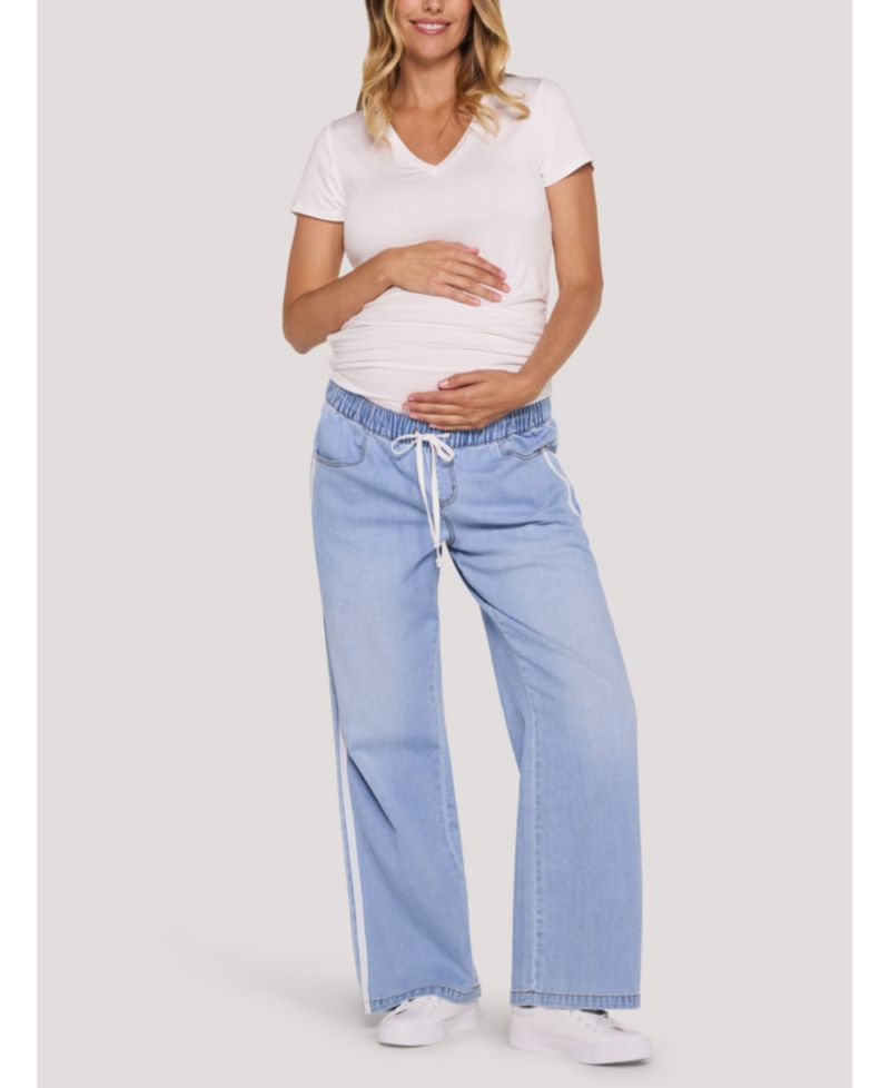 Women's Motherhood Drawstring Pull On Wide Leg Pant