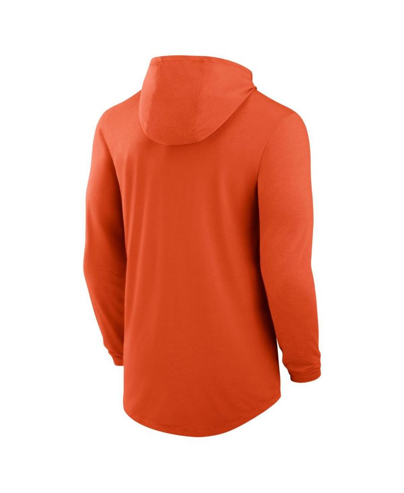 Men's Orange Clemson Tigers Legacy Tri-Blend Dri-FIT Long Sleeve Hoodie T-Shirt