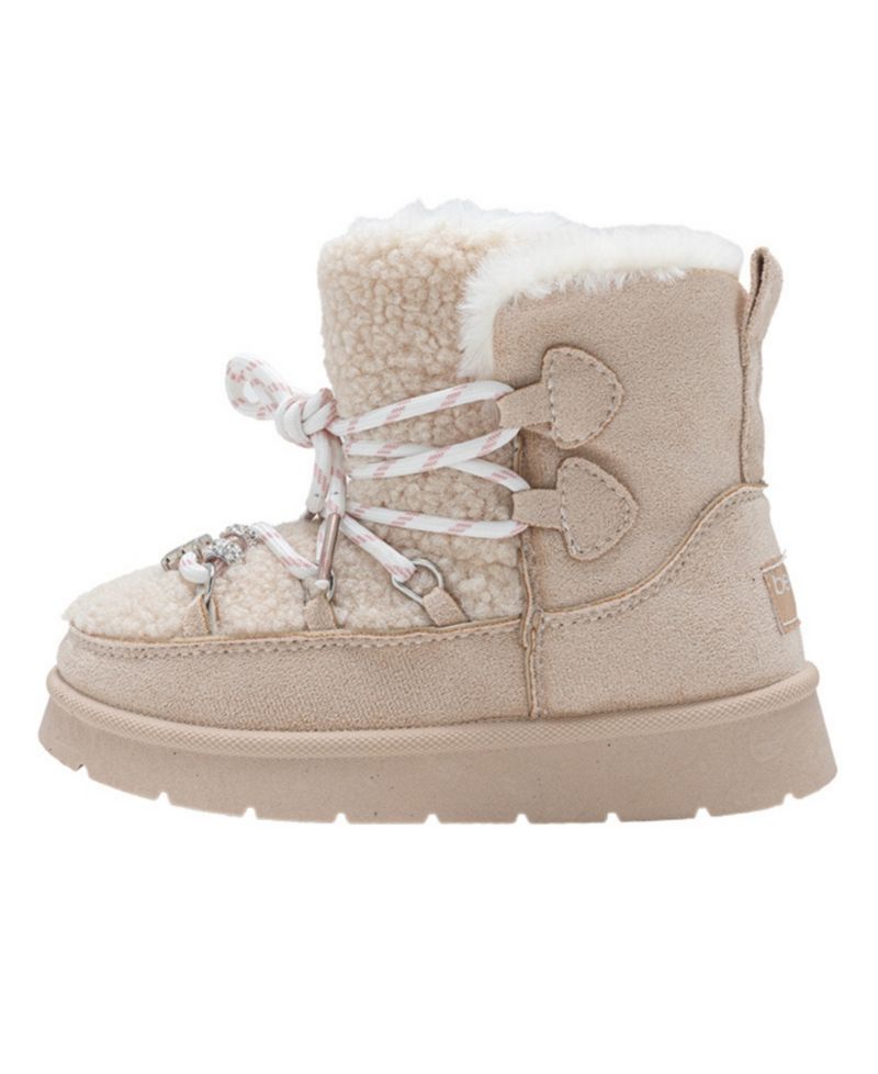 Girl's Faux Shearling Lace Up Winter Boots