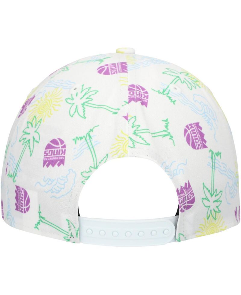 Men's White Sacramento Kings Palm Trees and Waves Golfer Adjustable Hat