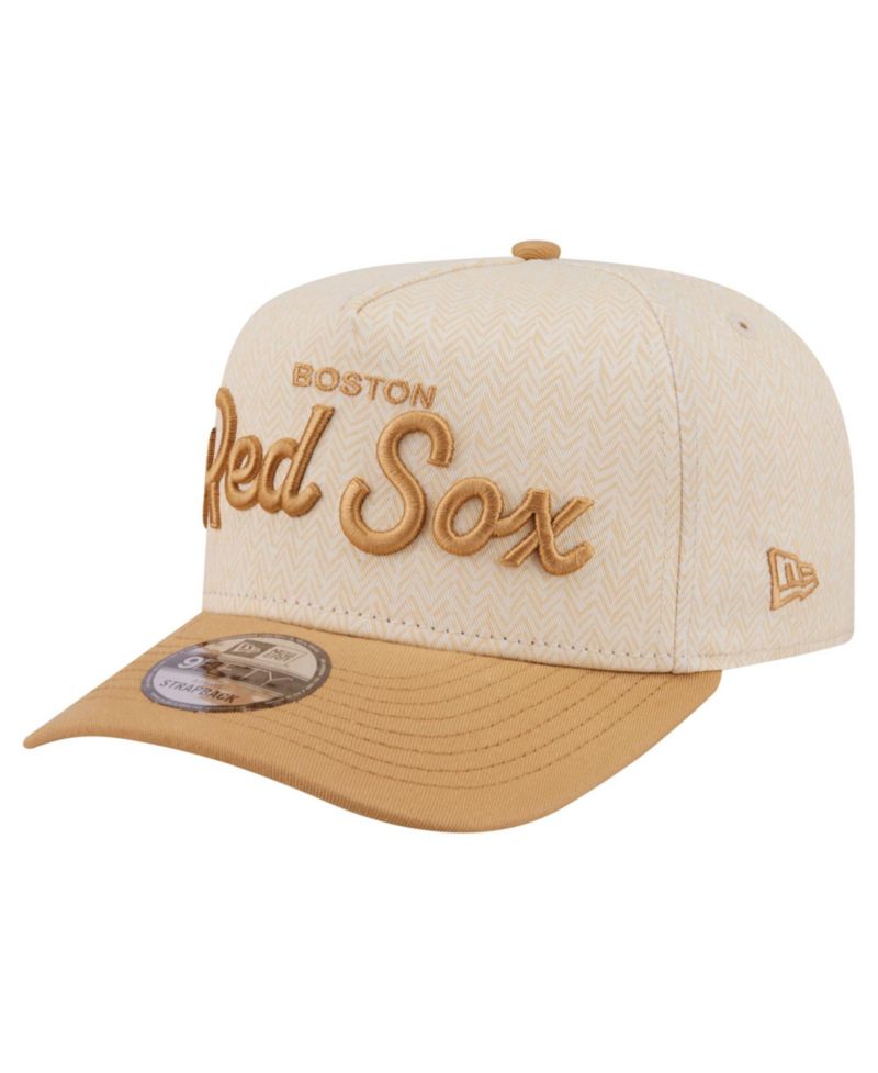 Men's Cream Boston Red Sox Herringbone 9FIFTY A-Frame Snapback Hat