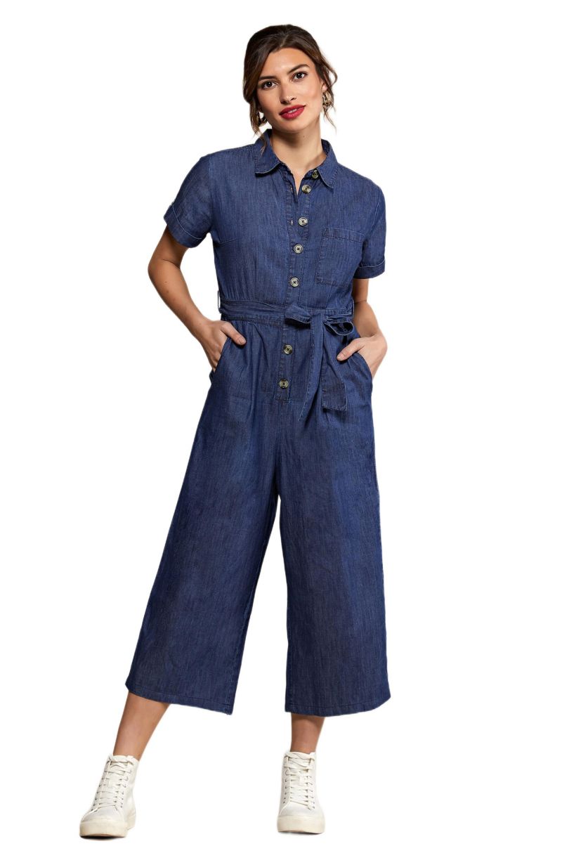 Women's Chambray Light Denim Button Jumpsuit
