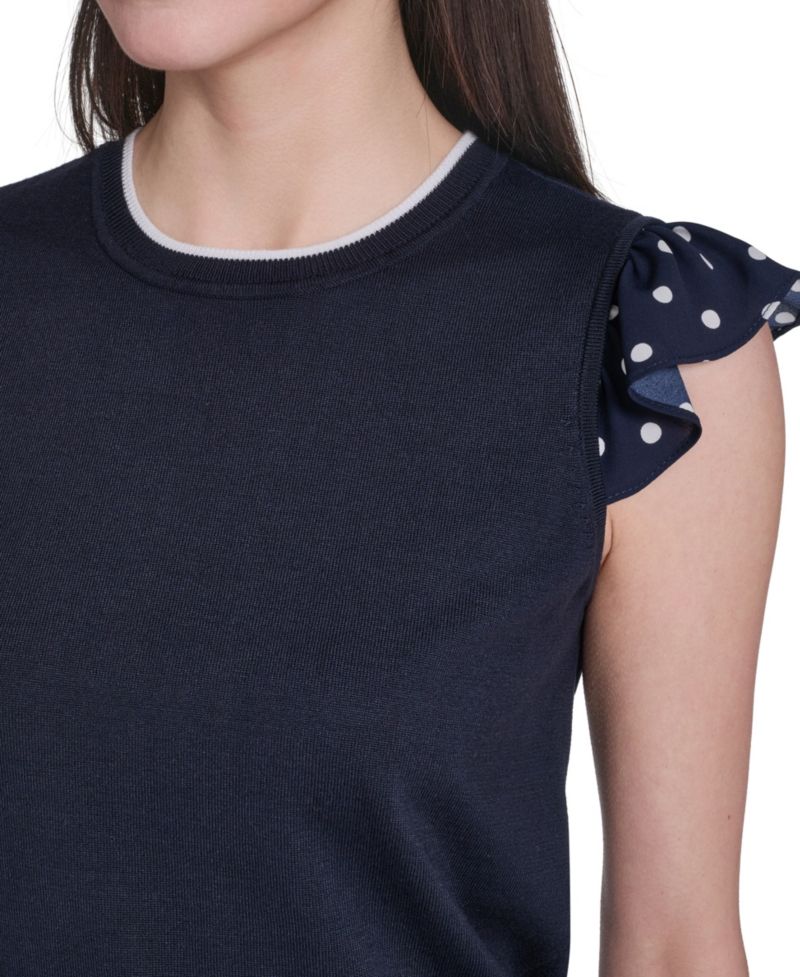 Women's Mixed Media Sleeveless Sweater