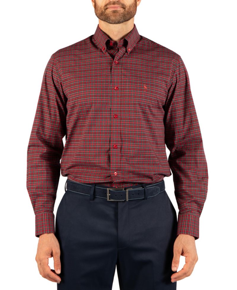 Men's Holiday Mini Tartan Long-Sleeve Shirt