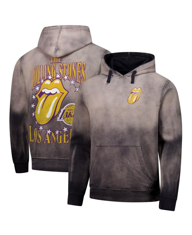 Men's and Women's Gray Rolling Stones x Los Angeles Lakers Collab Pullover Hoodie
